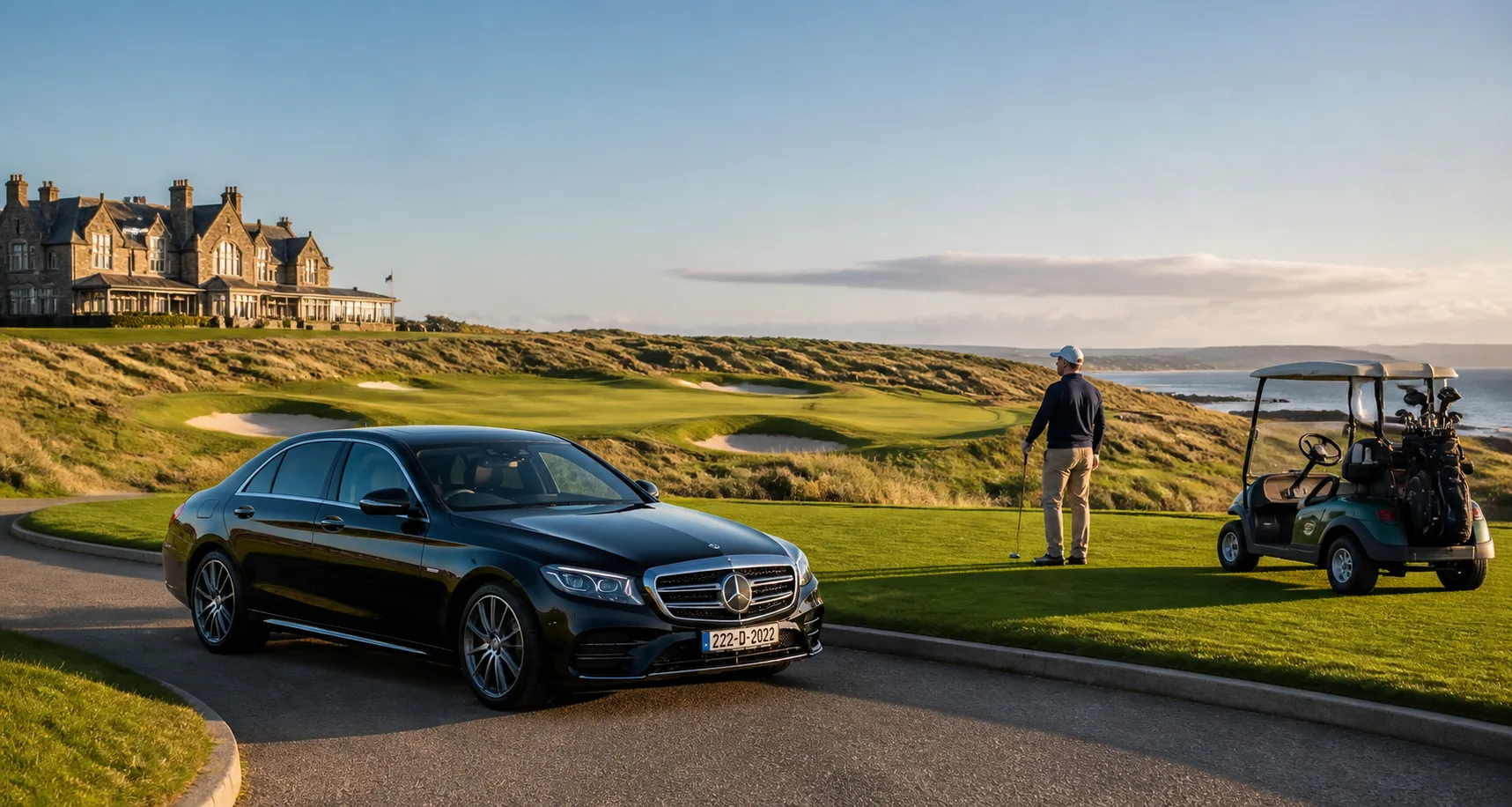 Irish links and parkland golf courses on a chauffeur-led golf tour.