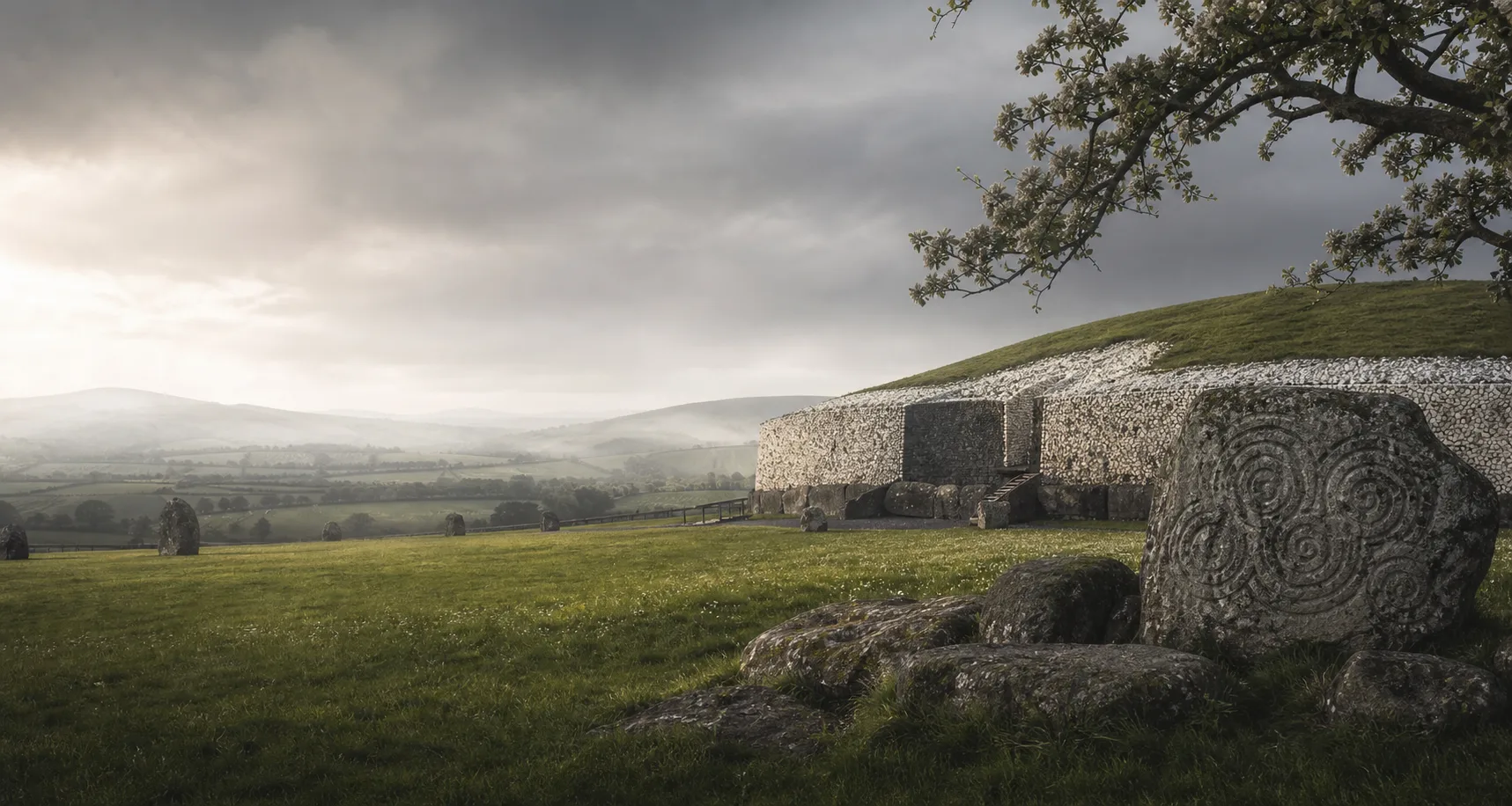 Rolling Irish countryside and historic landscapes.