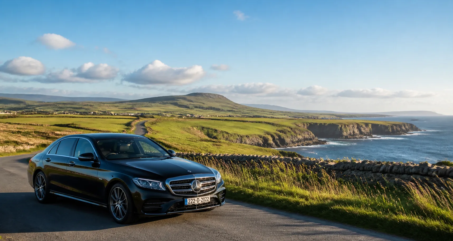 Irish countryside and rolling hills — private chauffeur touring with Hennessy Chauffeurs.